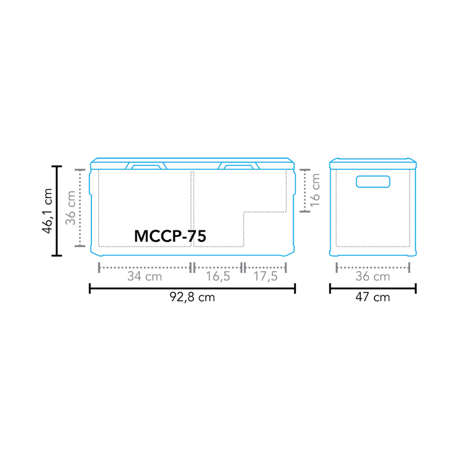 Nevera portátil con compresor MCCP-75 AC/DC Dual Zone